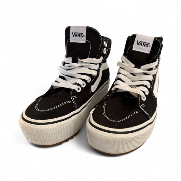 Vans Classic Black and White Platform High-Tops - Picture 3 of 7